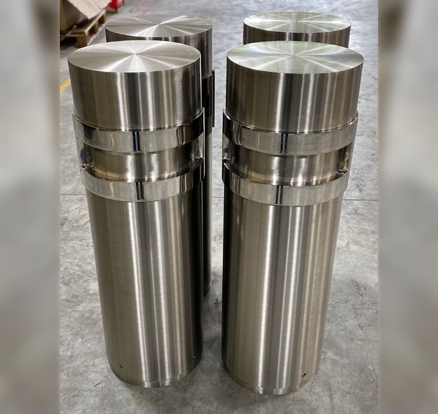 Mirror Polished Accent on Brushed Stainless Bollards