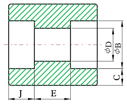 Drawing of a socket weld forged full coupling from our data sheet, with its dimension letters