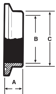 Drawing of a sanitary clamp Sch 5 short ferrule from our data sheet, with its dimension letters