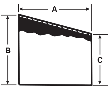 Drawing of a sanitary weld eccentric reducer from our data sheet, with the dimension letters used in the chart