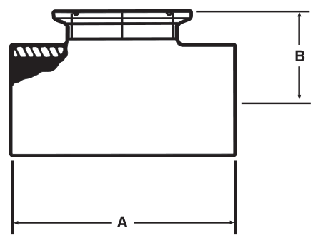 Drawing of a sanitary weld short outlet tee from our data sheet, with the dimension letters used in the chart