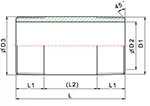 Technical dimensions diagram for Butt Weld Fittings