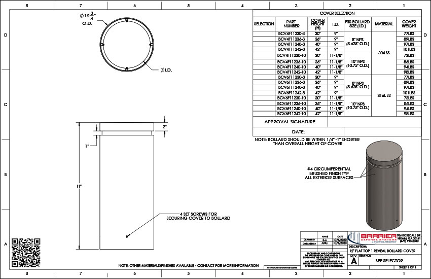 12 in. Flat Top 1 Reveal Bollard Cover