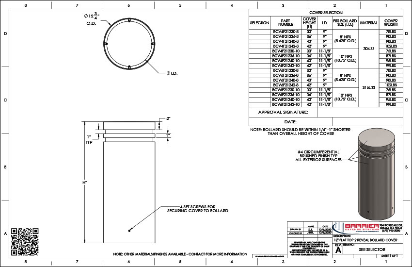 12 in. Flat Top 2 Reveal Bollard Cover