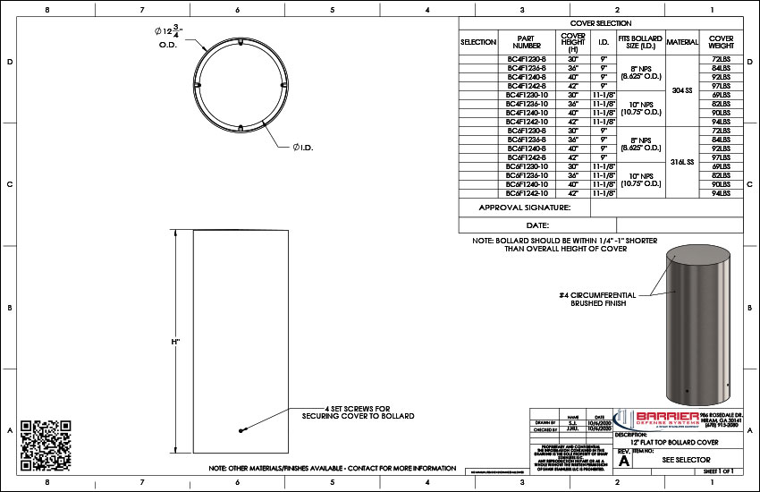 12 in. Flat Top Bollard Cover