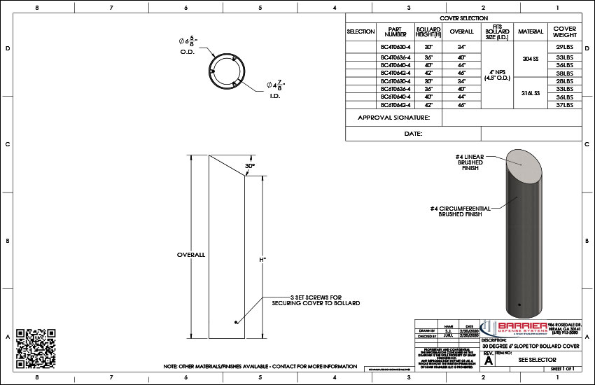 30 Degree 6 in. Slope Top Bollard Cover