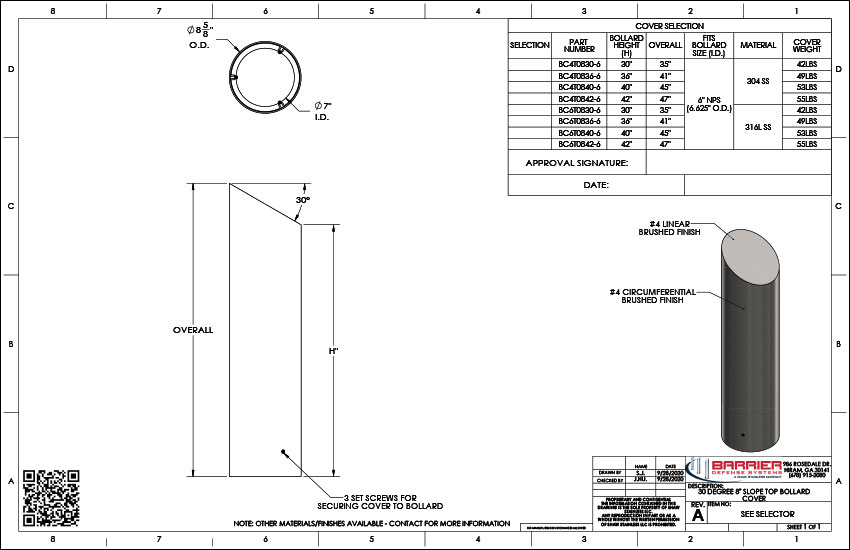 30 Degree 8 in. Slope Top Bollard Cover