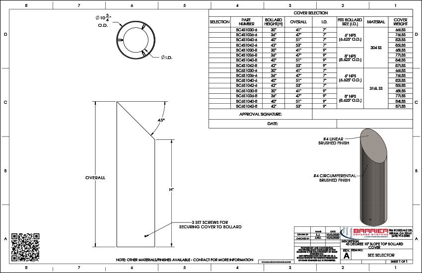 45 Degree 10 in. Slope Top Bollard Cover