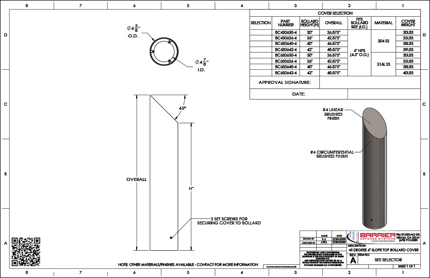 45 Degree 6 in. Slope Top Bollard Cover