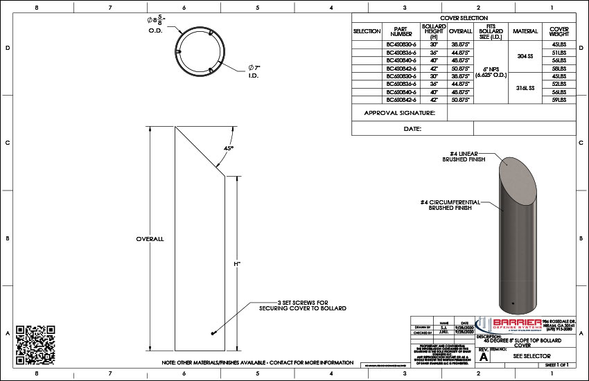 45 Degree 8 in. Slope Top Bollard Cover