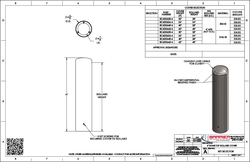 6 in. Dome Top Bollard Cover