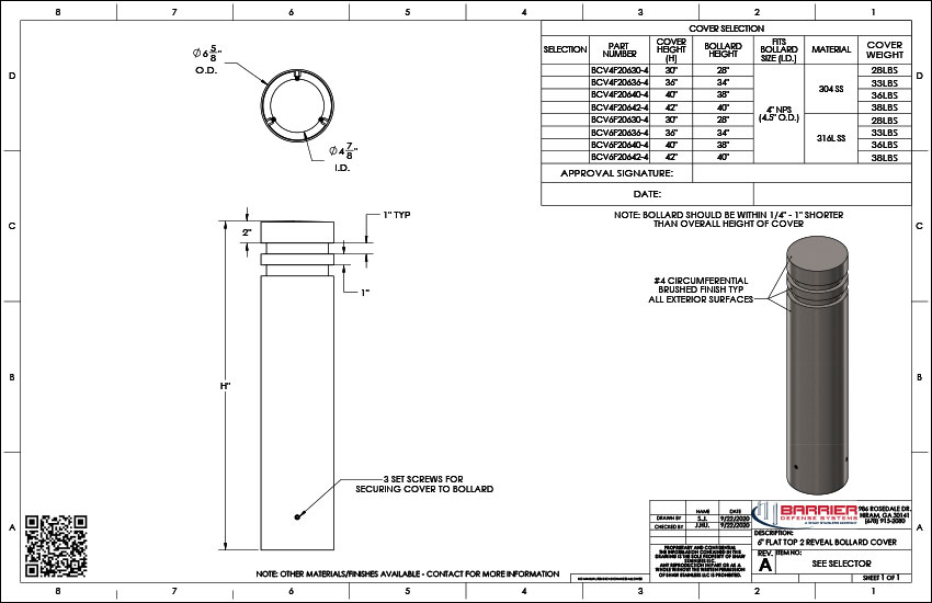 6 in. Flat Top 2 Reveal Bollard Cover