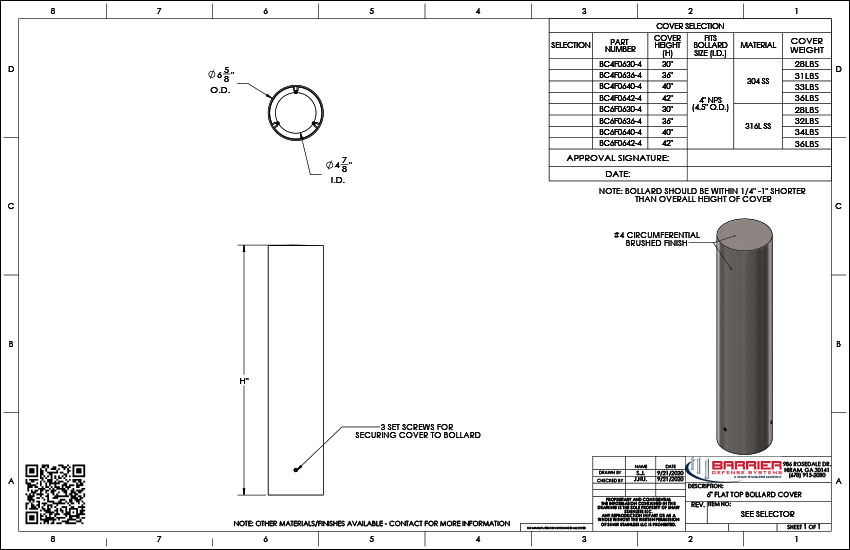 6 in. Flat Top Bollard Cover