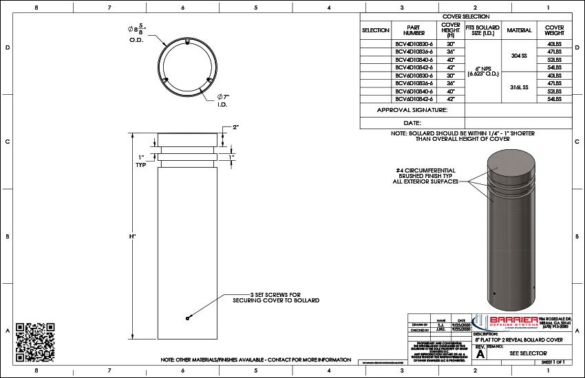 8 in. Flat Top 2 Reveal Bollard Cover