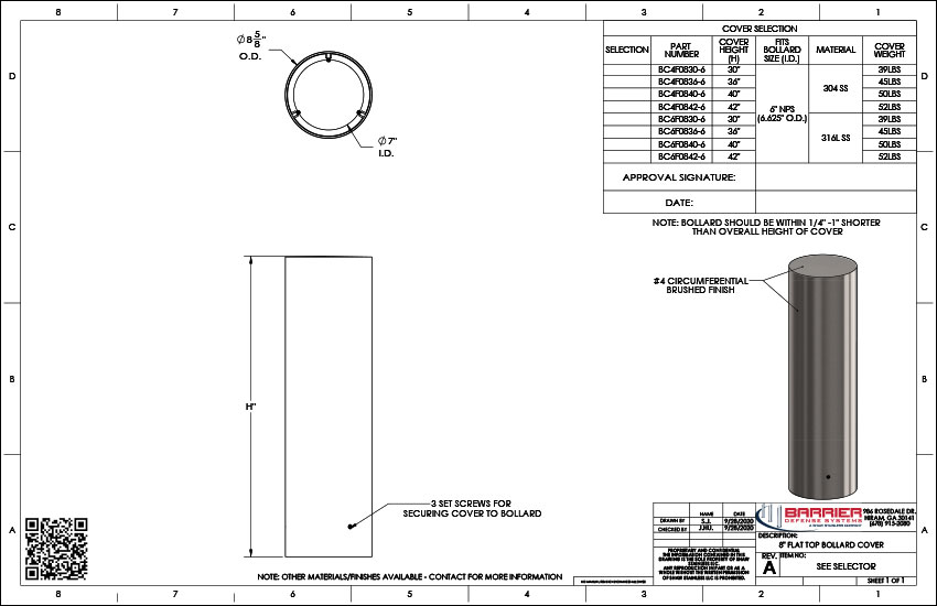 8 in. Flat Top Bollard Cover