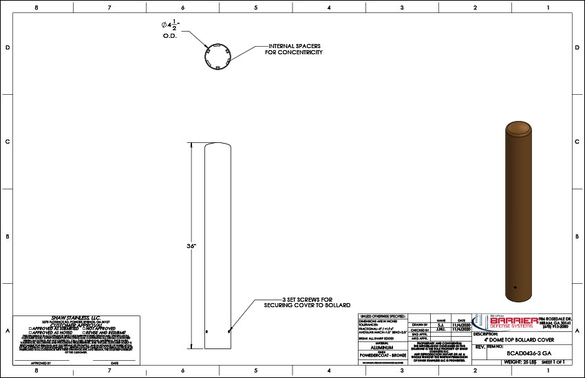 4 in. Dome Top Bollard Cover