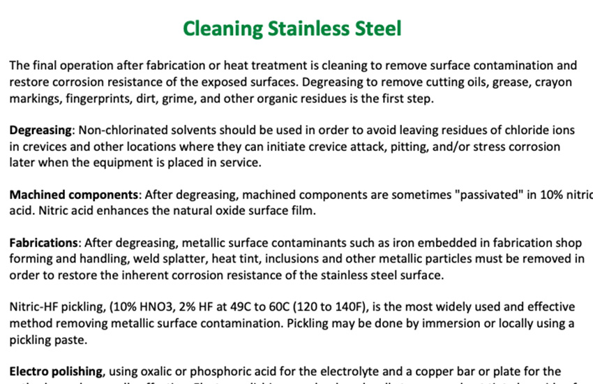 Cleaning Stainless Steel