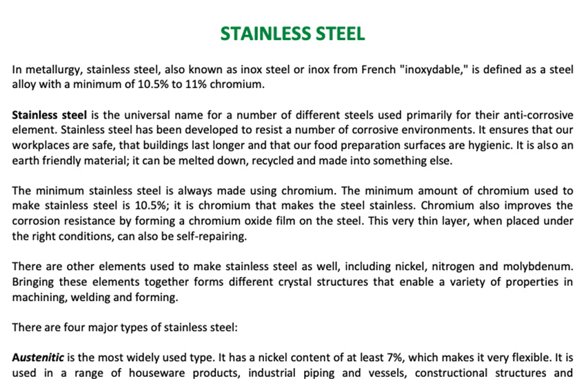 Stainless Steel Grades